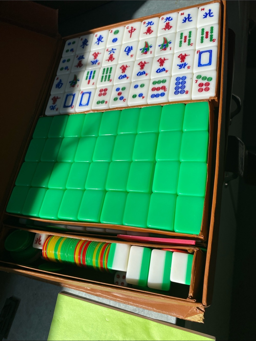 Green Mahjong Set with Colorful Tiles